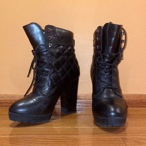 Rachele Quilted Combat Booties w/ leather upper!